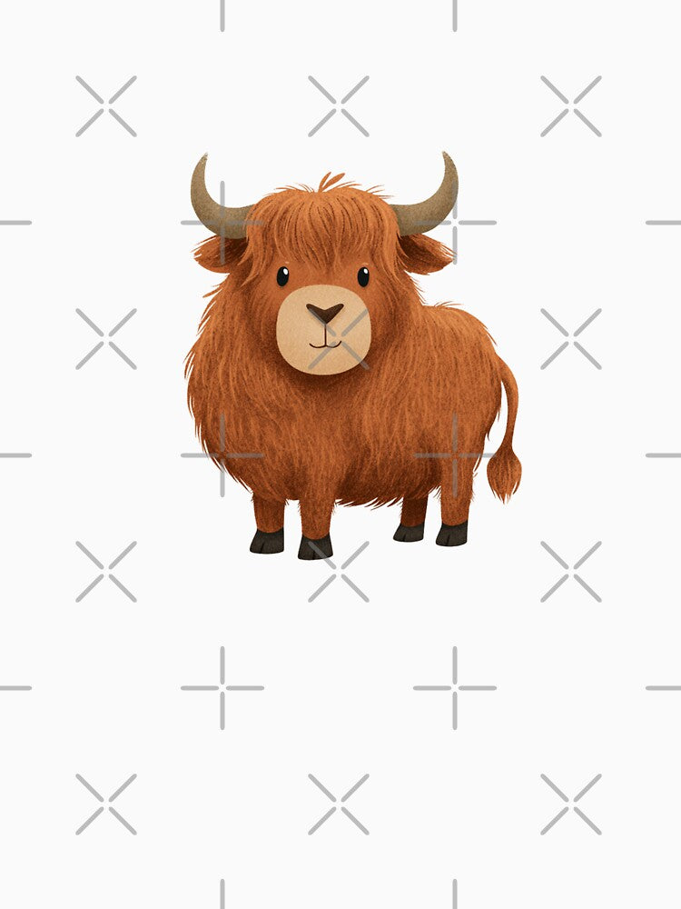 Cute Highland Cow – Kawaii Scottish Coo Fluffy Cartoon Animal Art by StickerHavenn
