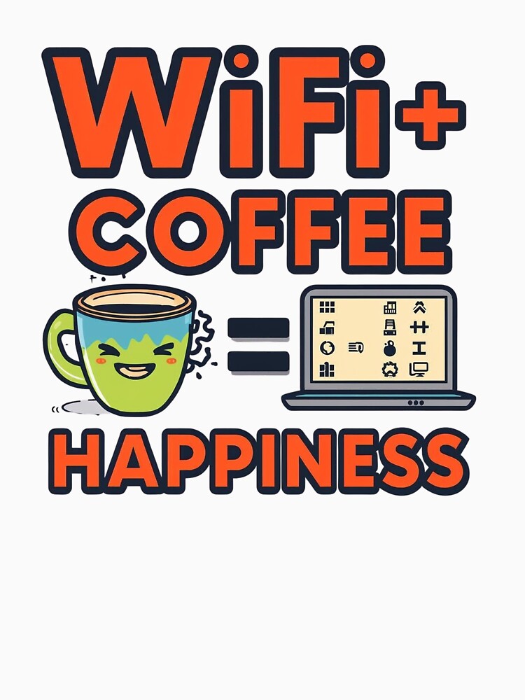 WiFi + Coffee = Happiness | Funny Digital Nomad Quote by WearTheArtx
