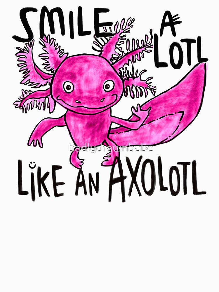 Cute Pink Axolotl Smile by badlydrawnbabe