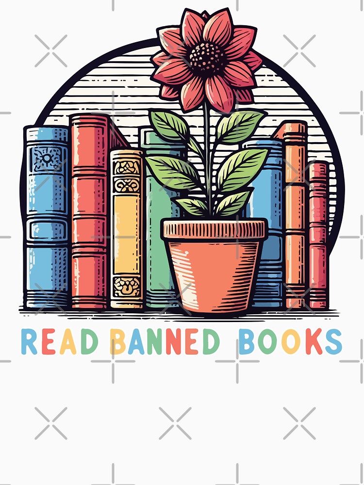 Read Banned Books Pot Flower Colorful by TomFrontierArt