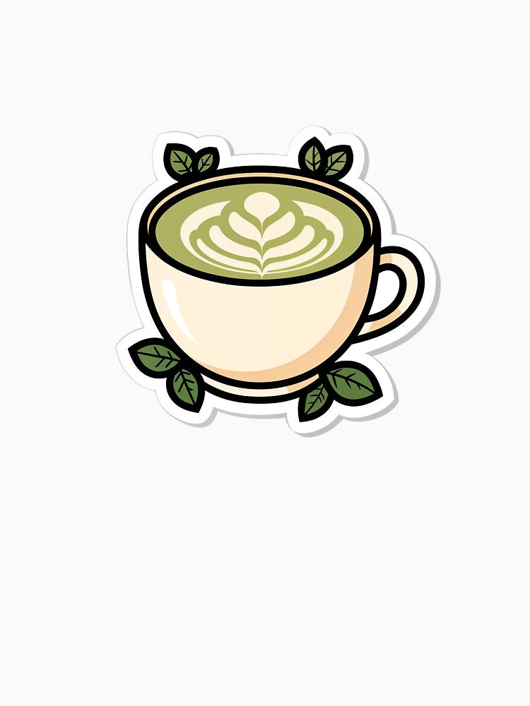 Matcha Latte Aesthetic Sticker — Cozy Cafe Lover Gift Decal for Tumbler and Laptop by Stick_It_With_Love