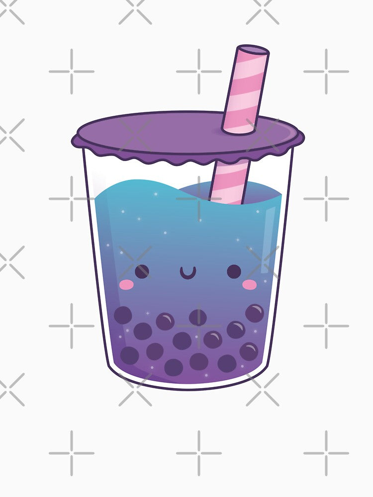 Cute Galaxy Butterfly Pea Flower Boba Tea Doodle by rustydoodle