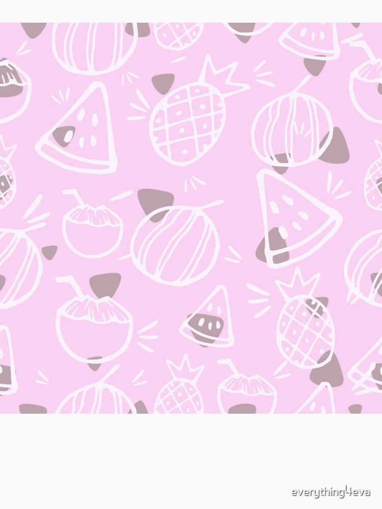 Pastel Pink Tropical Fruit Sketches Pattern by everything4eva
