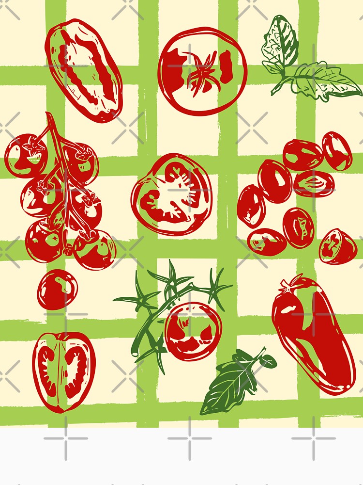 Tomato Picnic Pattern – Vintage Garden Illustration by MaiZephyr