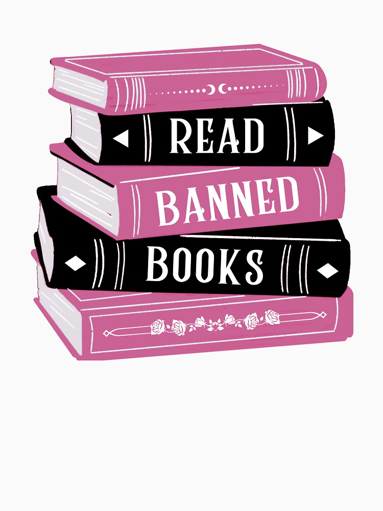 Read Banned Books Book Stack / Pile Pink by Taiga-Design