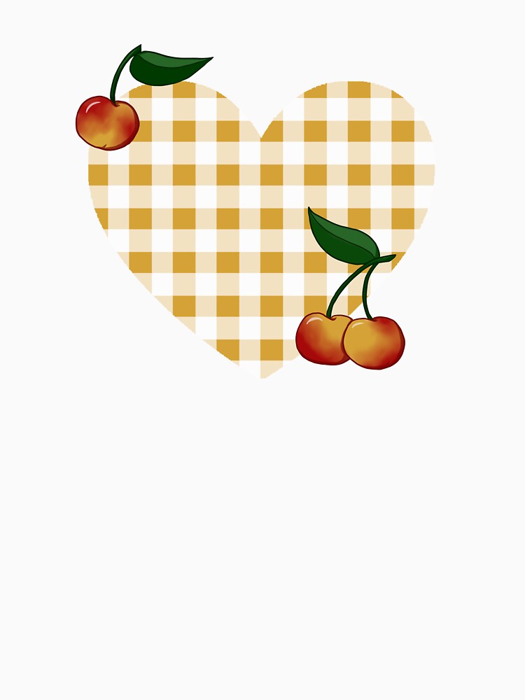 Yellow Cherry Gingham Heart by LahaskaArt