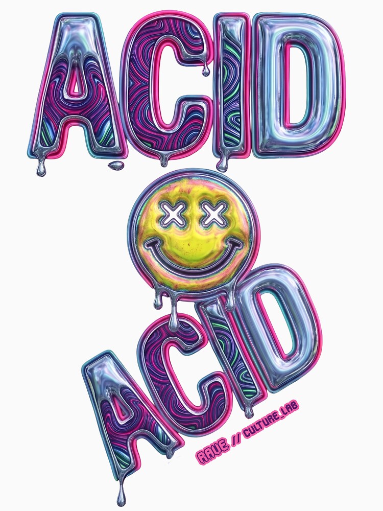 Melting 3D Acid Smiley Face – Neon Y2K Rave Graphic by RaveCultureLab