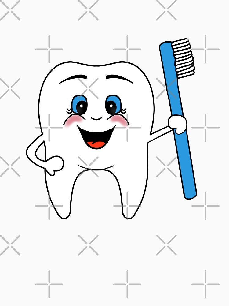 Tooth And Blue Toothbrush by Sartoris Art