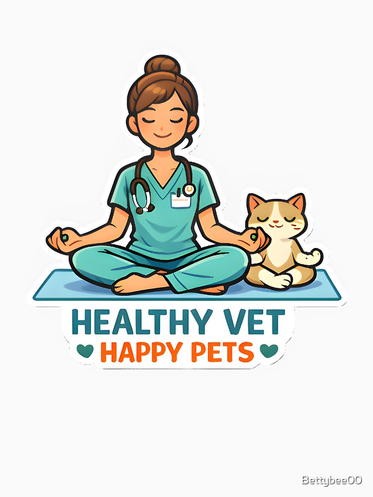 Healthy Vet Happy Pets Yoga Shirt | Veterinary Fitness Lifestyle Collection Design by Bettybee00