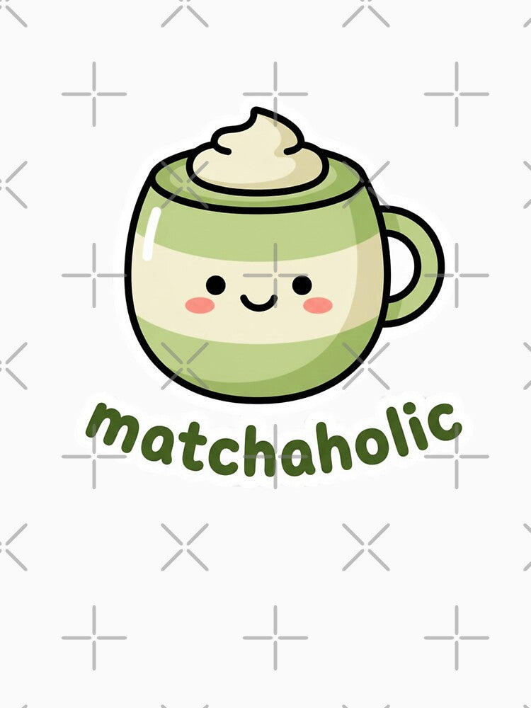 Matchaholic Cute Matcha Lover Illustration | Kawaii Green Tea Aesthetic Art by MuseAI