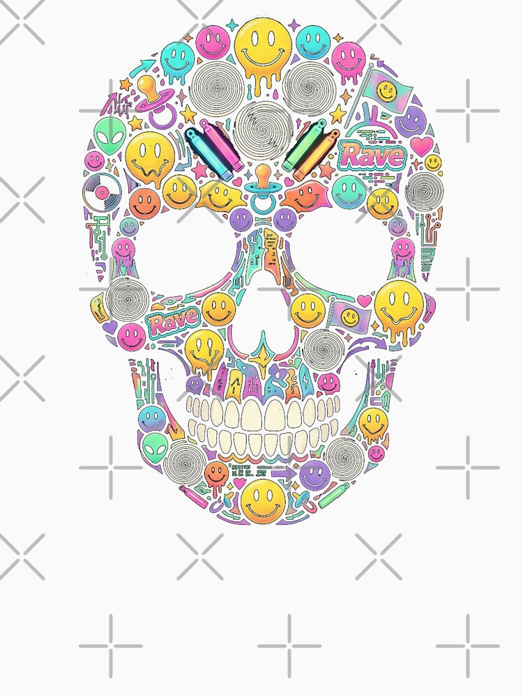 Psychedelic Skull Rave Neon – Acid Smileys Art & Streetwear Festival by PLUSHIWORLDtm