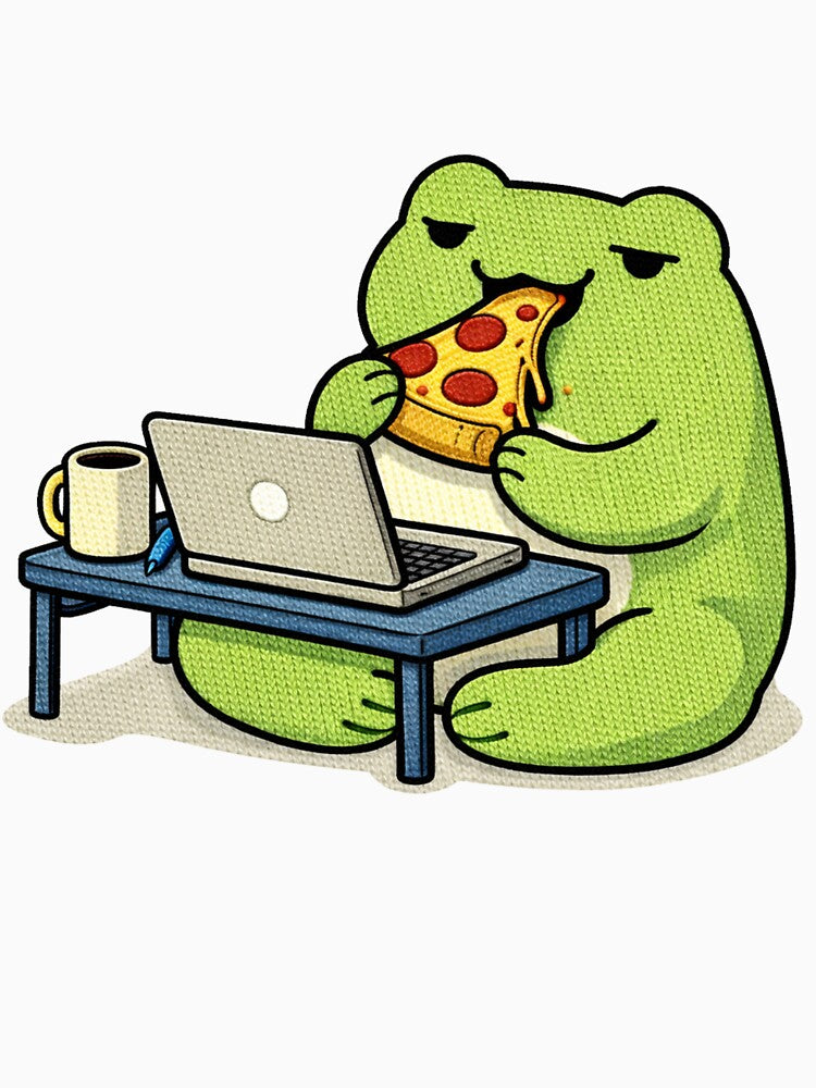 Work From Home Frog – Funny Remote Work Frog Eating Pizza by ColorSplash123