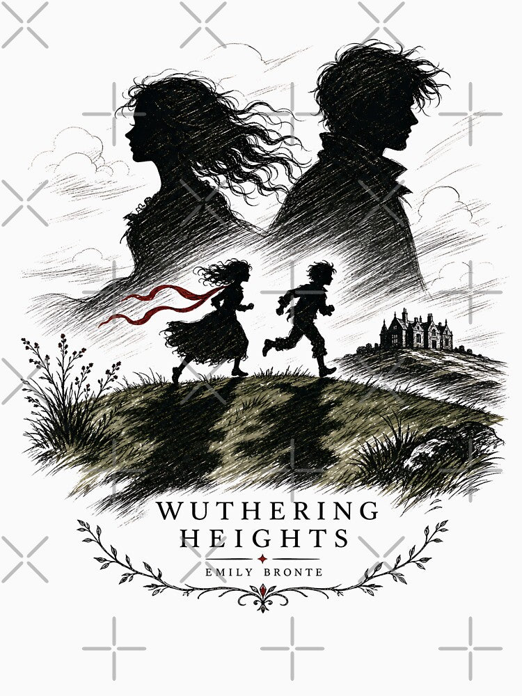 Wuthering Heights Cathy and Heathcliff Childhood Sketch Gothic Art by Fenay Designs