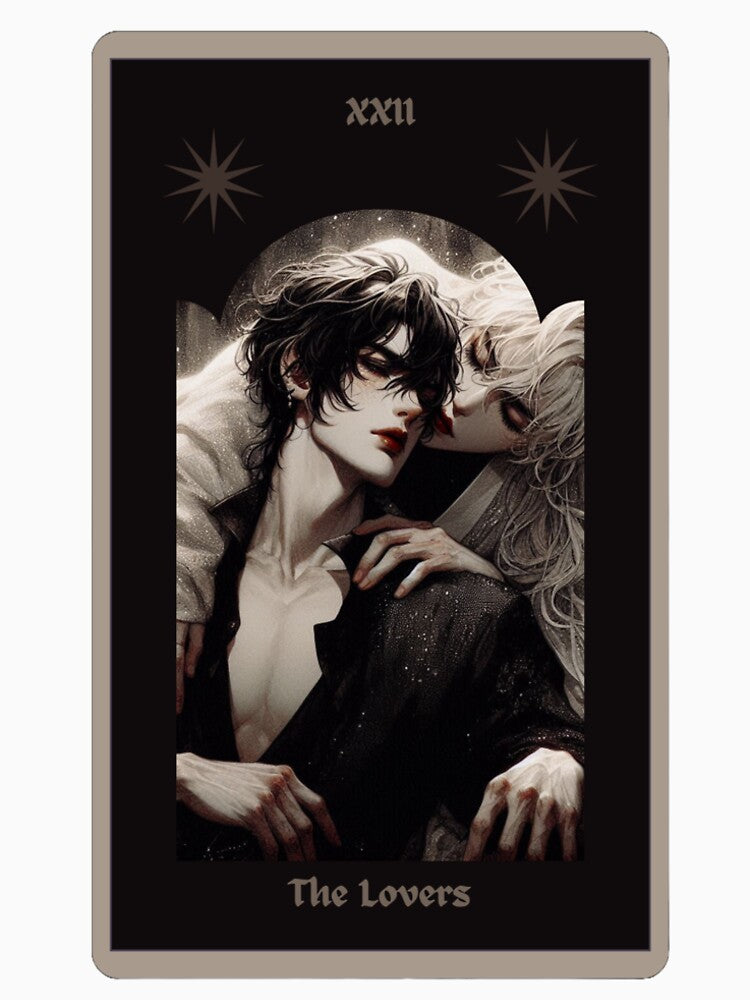 Gay Romance - Edwin & Sebastian - The Lovers Tarot Card by A Rather Decadent Exhibition