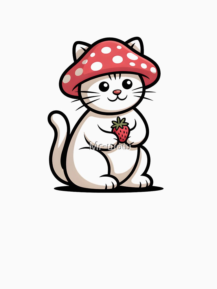 Minimalist Mushroom Hat Cat by Mr-wow