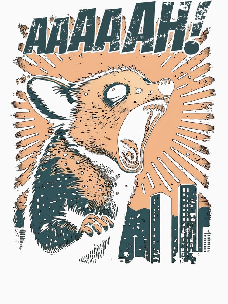 Funny Screaming Possum Possumzilla Opossumzilla Trash Cat by brytfanna