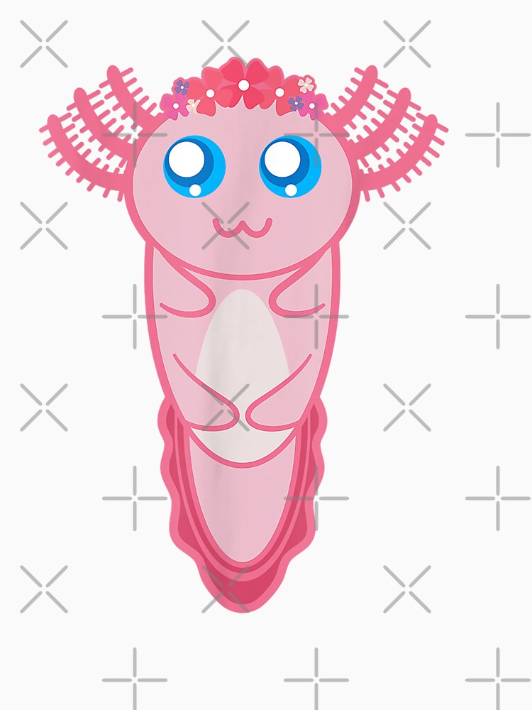 Axolotl Shirt - Cute White Pink Leucistic Axolotl by MilaBuchko