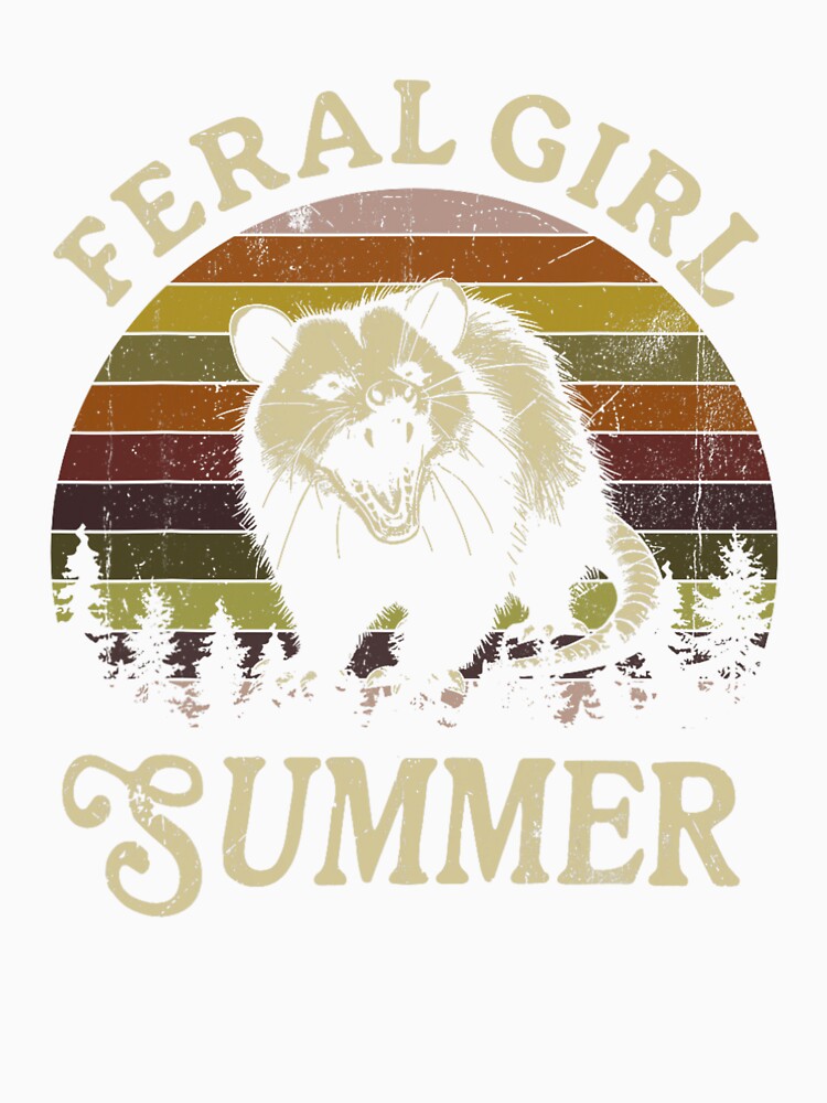 Feral Girl Summer Sarcastic Angry Opossum Vintage T-Shirt For Men, For Women by Julie-wl