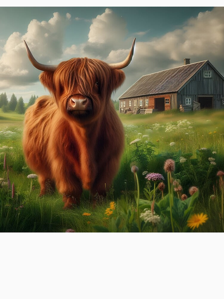 Highland cow in a field by DT creations