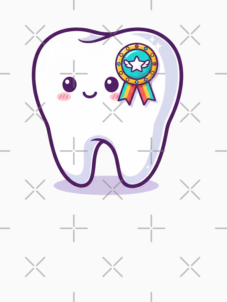 Cute Happy Tooth with Award Ribbon Dental Care and Dentist Achievement Gift Design by bvdesignart