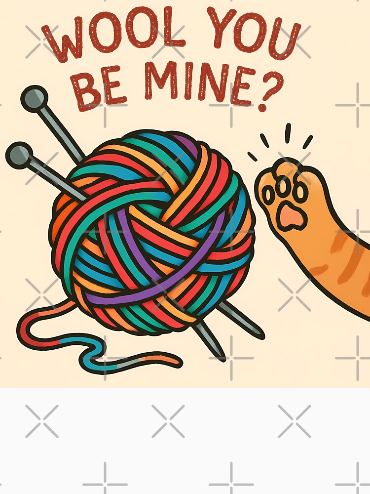 Wool You Be Mine Funny Knitting Crochet Pun Valentines Day Sticker Shirt by GiftsForge