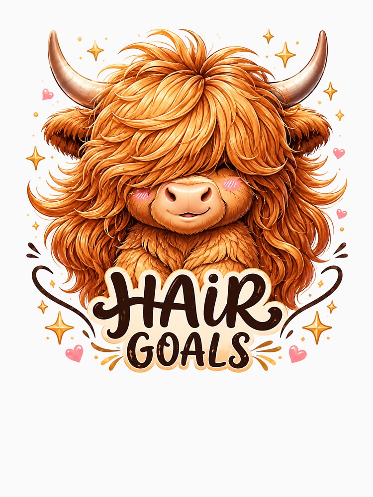 Hair Goals Highland Cow | Cute Kawaii Scottish Cow with Fabulous Hair by MarekoraStudio