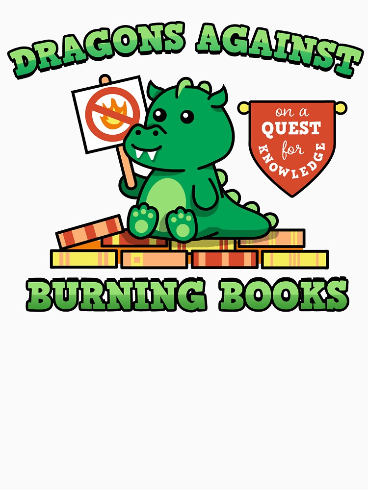 Dragons Against Burning Books by vonplatypus