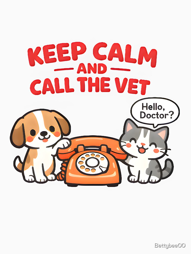 Keep Calm and Call the Vet – Funny Veterinary Cute Dog and Cat Design by Bettybee00