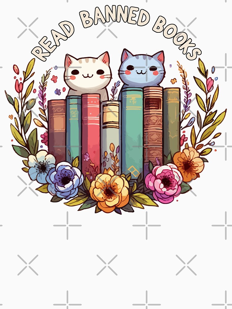 Read Banned Books Floral Cats by TomFrontierArt