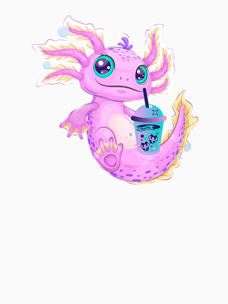 axolotl drinking boba milk tea by Hoetoons