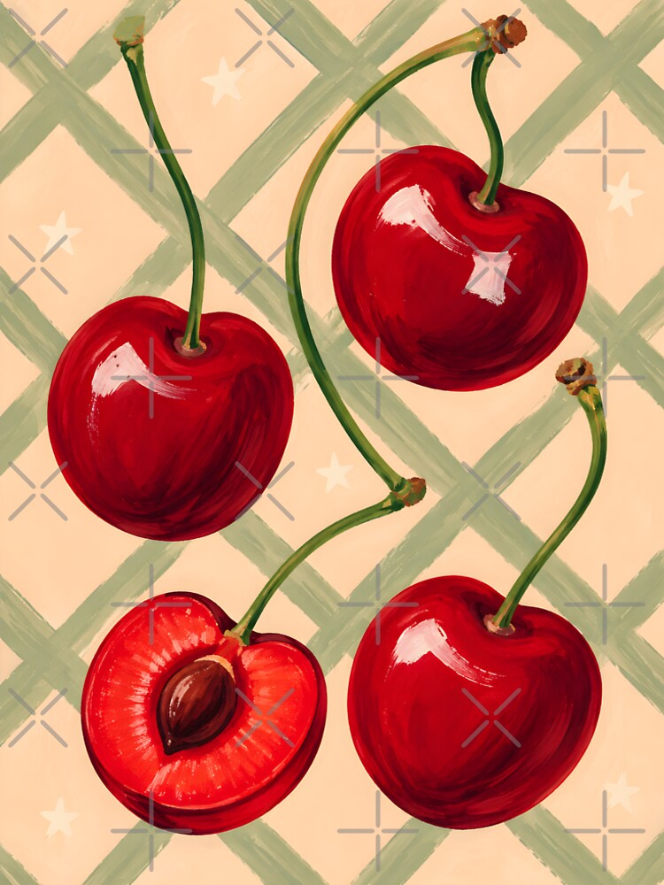 Retro Cherry Wall Art – Vintage Fruit Aesthetic Kitchen Decor by LoveNurseries