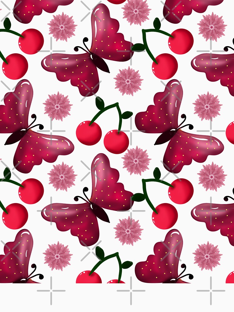 Cherry Butterfly Kawaii Seamless Pattern by HopeAndHustle