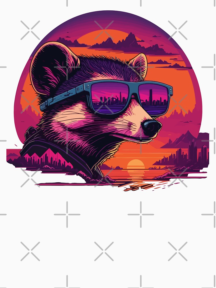 Synthwave - Retrowave - Opossum wearing sunglasses by brindled