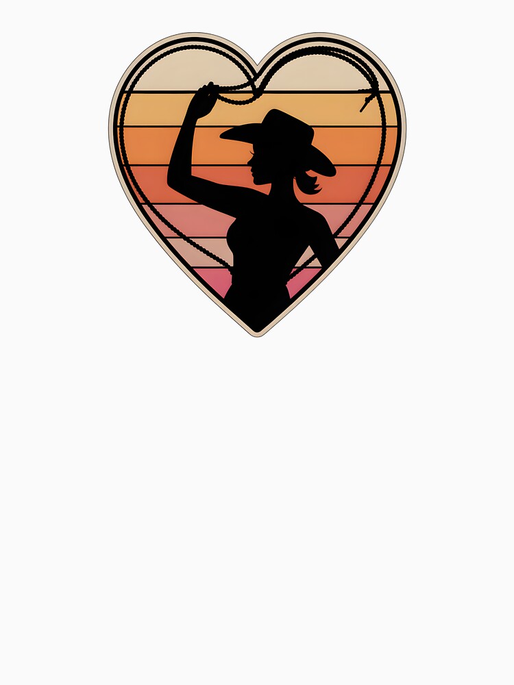 Retro Cowgirl Heart Silhouette with Lasso by Lily-and-Lyle