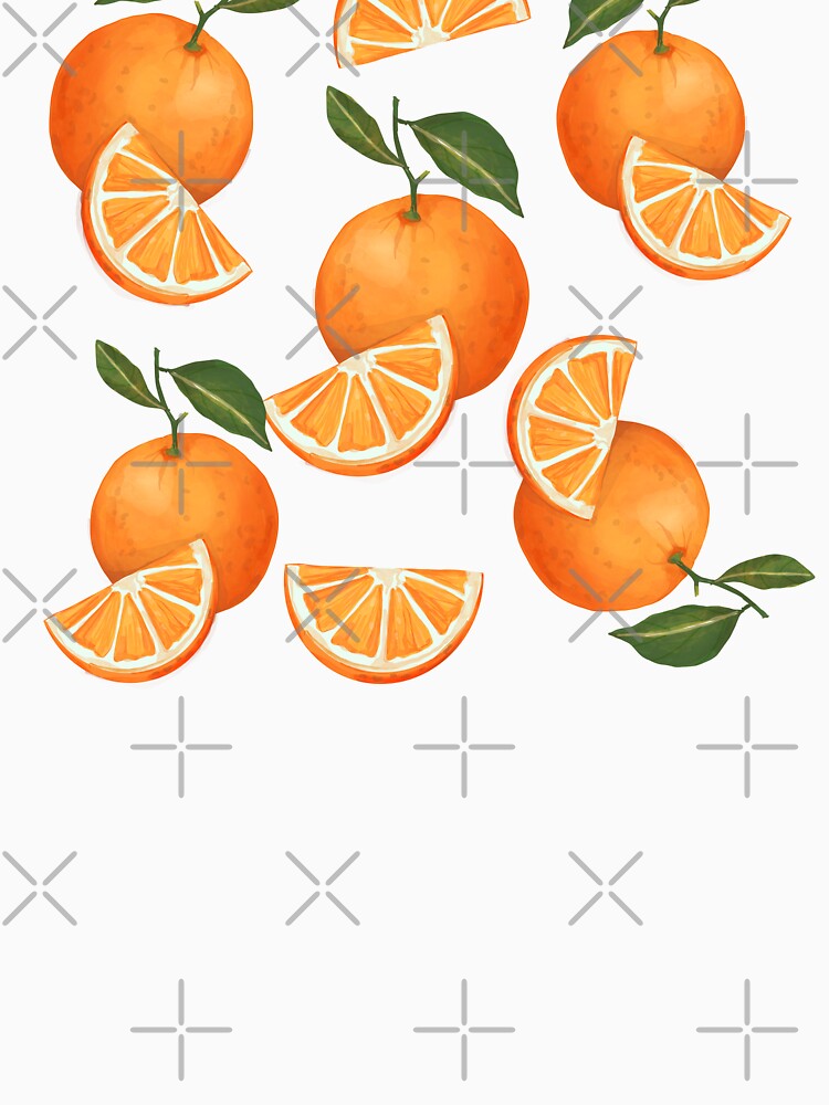 Watercolor Orange Citrus Pattern on Retro Stripes by mitalim