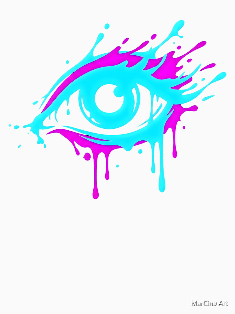Neon Cyberpunk Melting Eye Drip Glitch Art by MarCinu Art