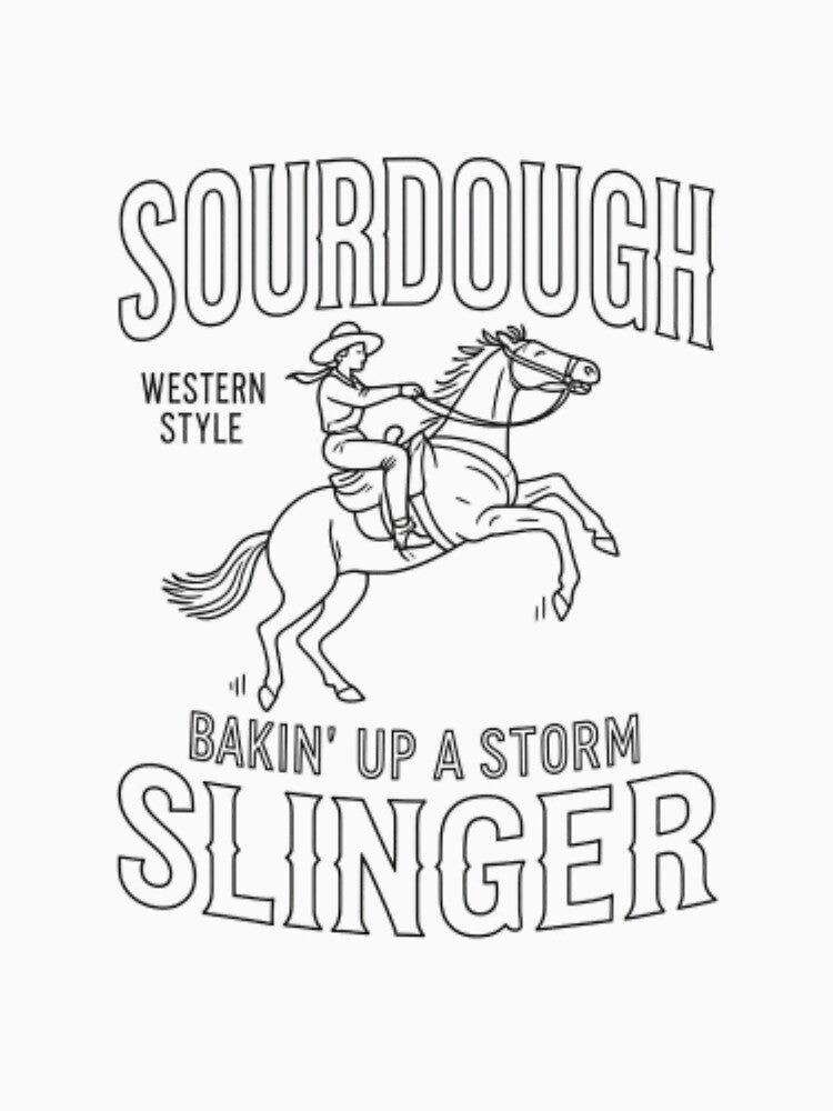 Sourdough Slinger Western Style — Funny Baking Line Art Cowboy Illustration by Colorful-Garden