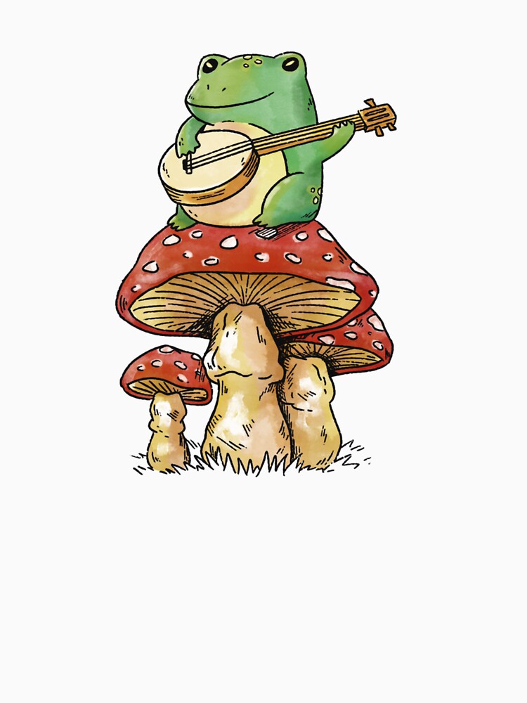 Frog on mushroom with guitar by tayloelectro