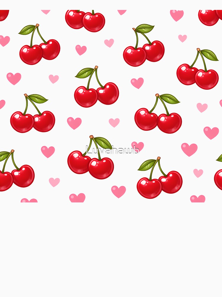 Cute Cherry Hearts Seamless Pattern Retro Coquette Aesthetic by Luvahawb