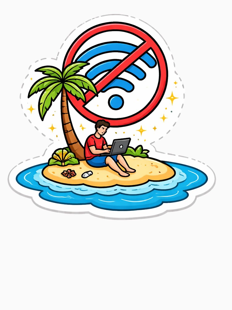 No WiFi No Problem Remote Work Digital Nomad Beach Laptop Design by ZYNORAworld