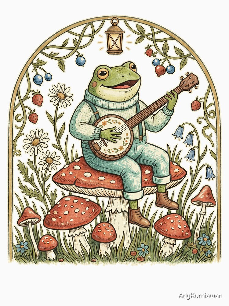 banjo frog on mushroom by AdyKurniawan