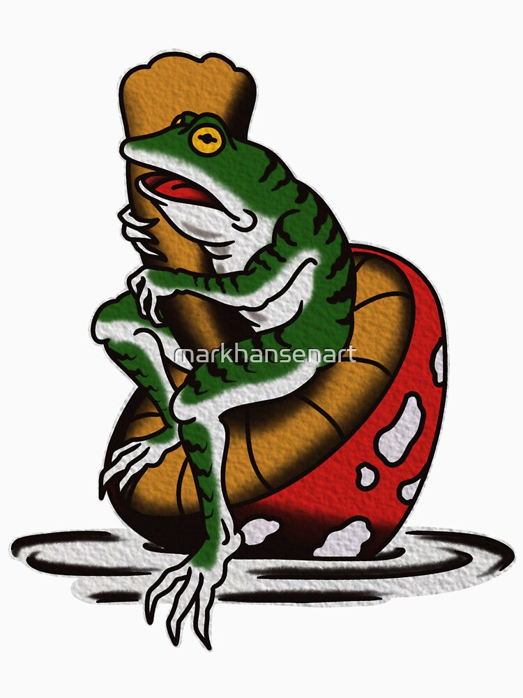 Frog floating on mushroom by markhansenart