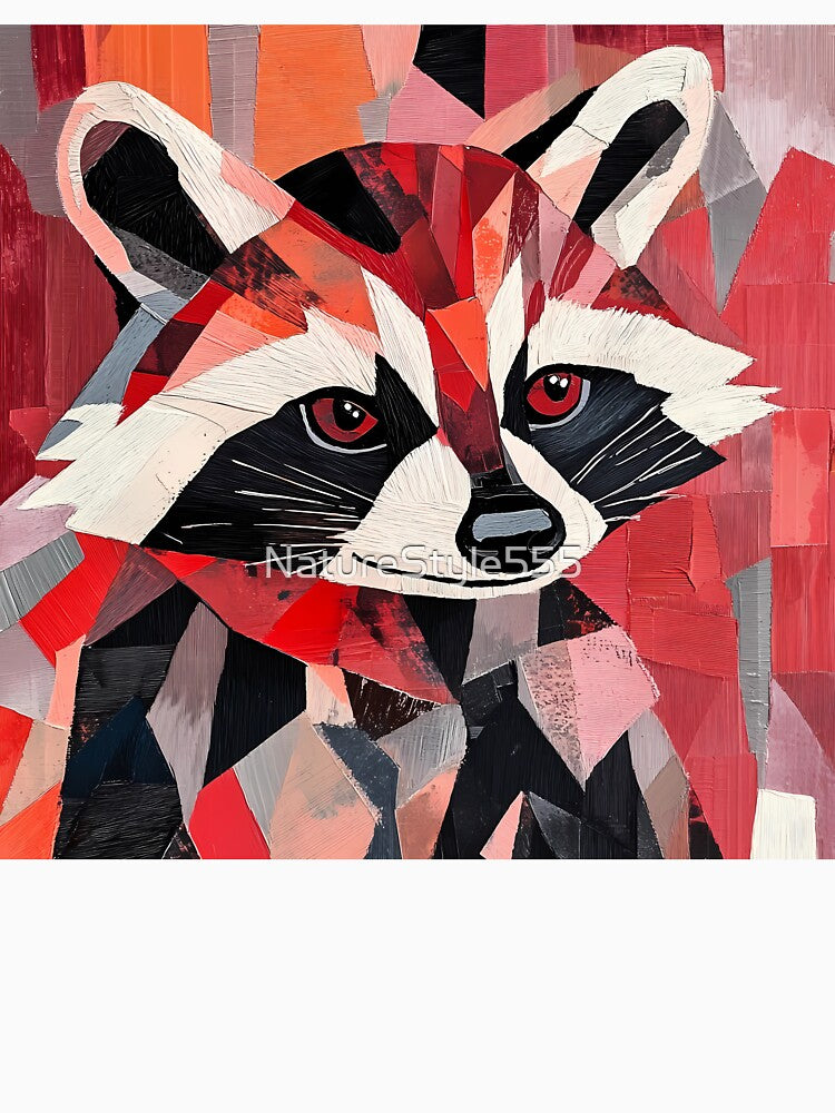 Red Mosaic Raccoon by NatureStyle555