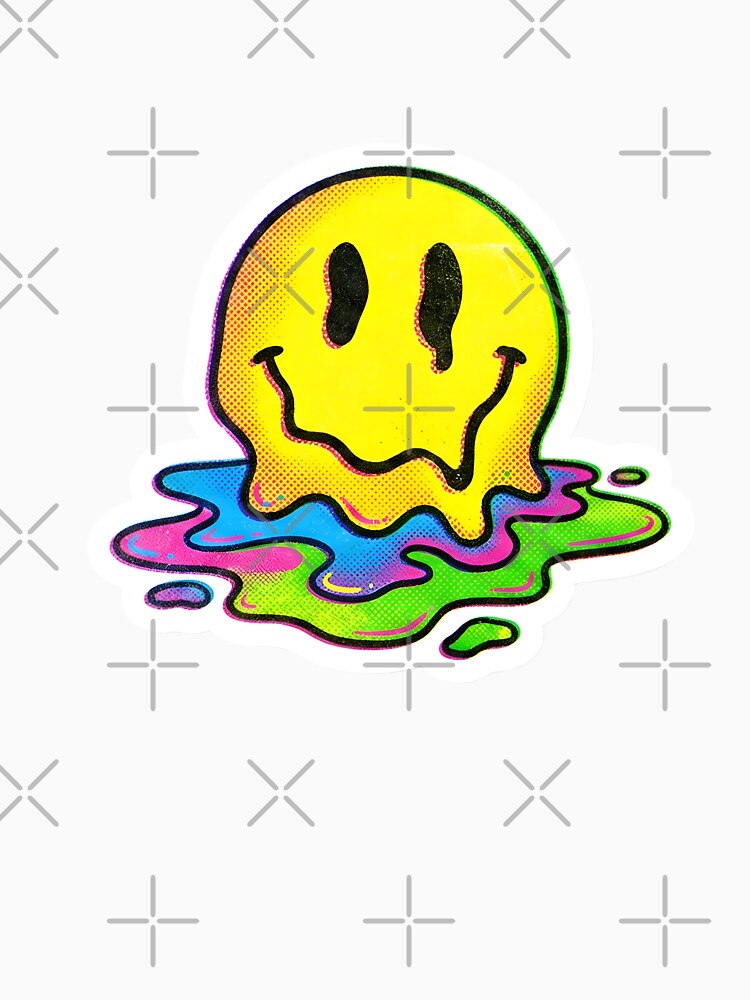 Acid Melt Distorted Smiley Face Neo-Psychedelic Rave Graphic by StickyGuys