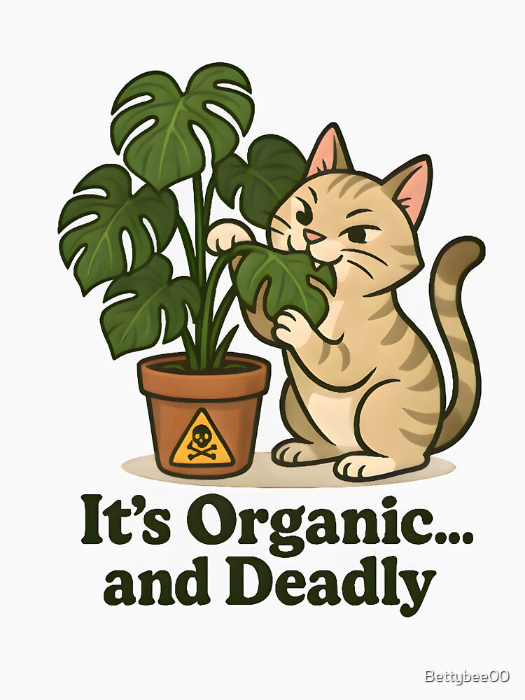 It’s Organic… and Deadly – Funny Cat vs Monstera Design by Bettybee00
