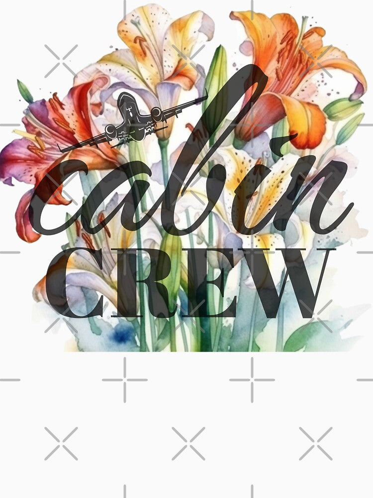 Cabin Crew & Lilies watercolor design for Flight Attendants Stewardess Flight Crew by AviationArtists