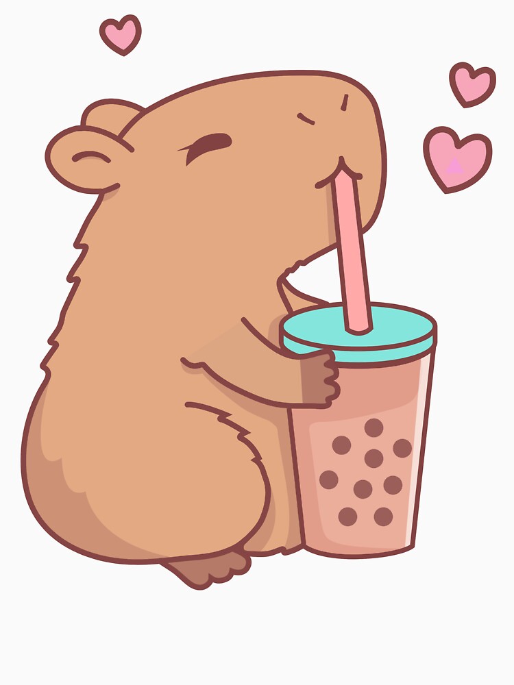 Cute Capybara Loves Boba Tea by EpochEchoes