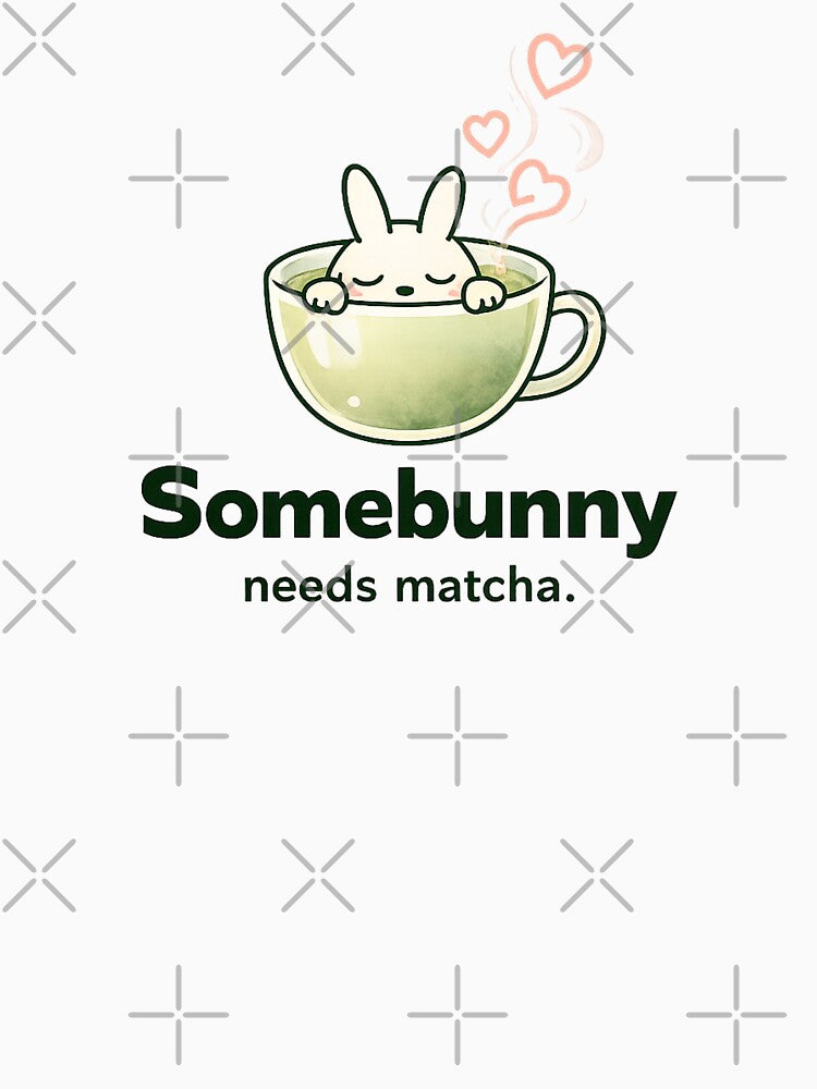 Cute bunny in matcha – Somebunny needs matcha by Dennis' Creative Corner