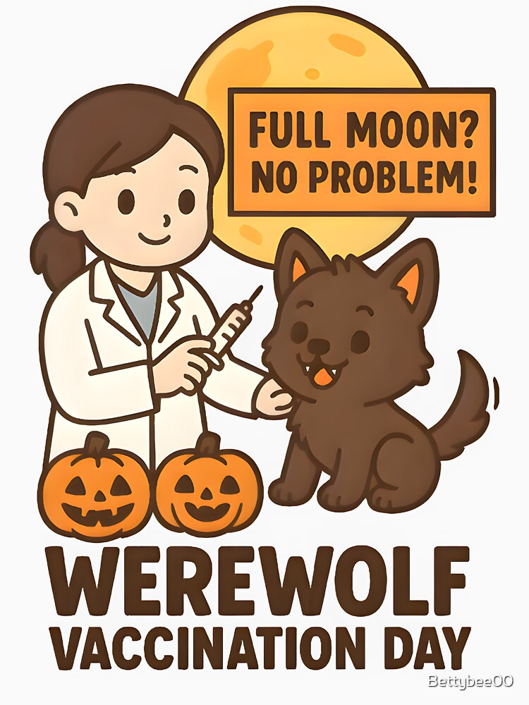 Werewolf Vaccination Day – Cute Halloween Veterinary Cartoon by Bettybee00
