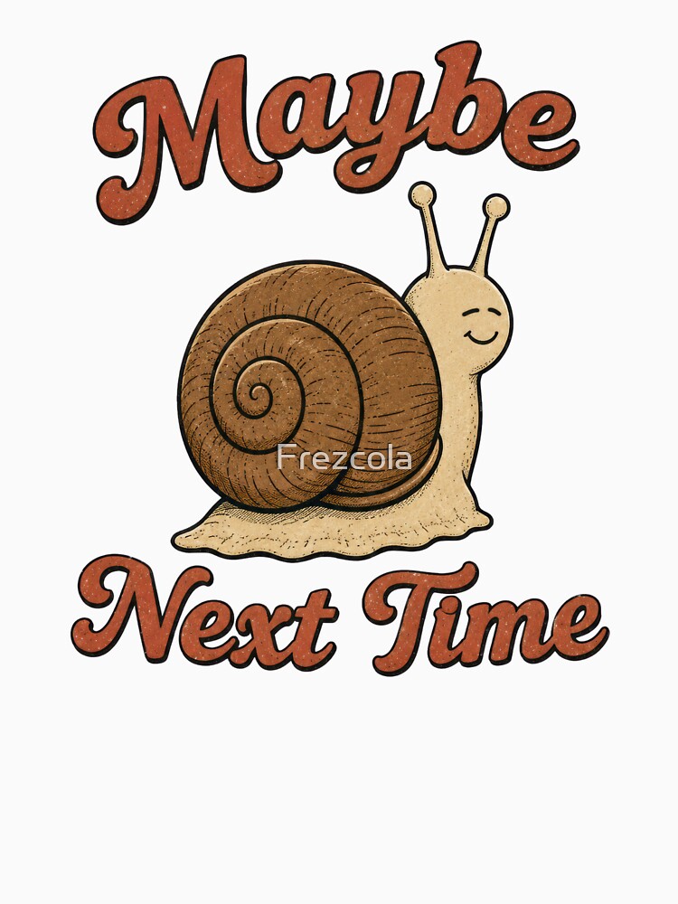 Maybe Next Time Cute Snail - Retro Procrastination Humor by Frezcola